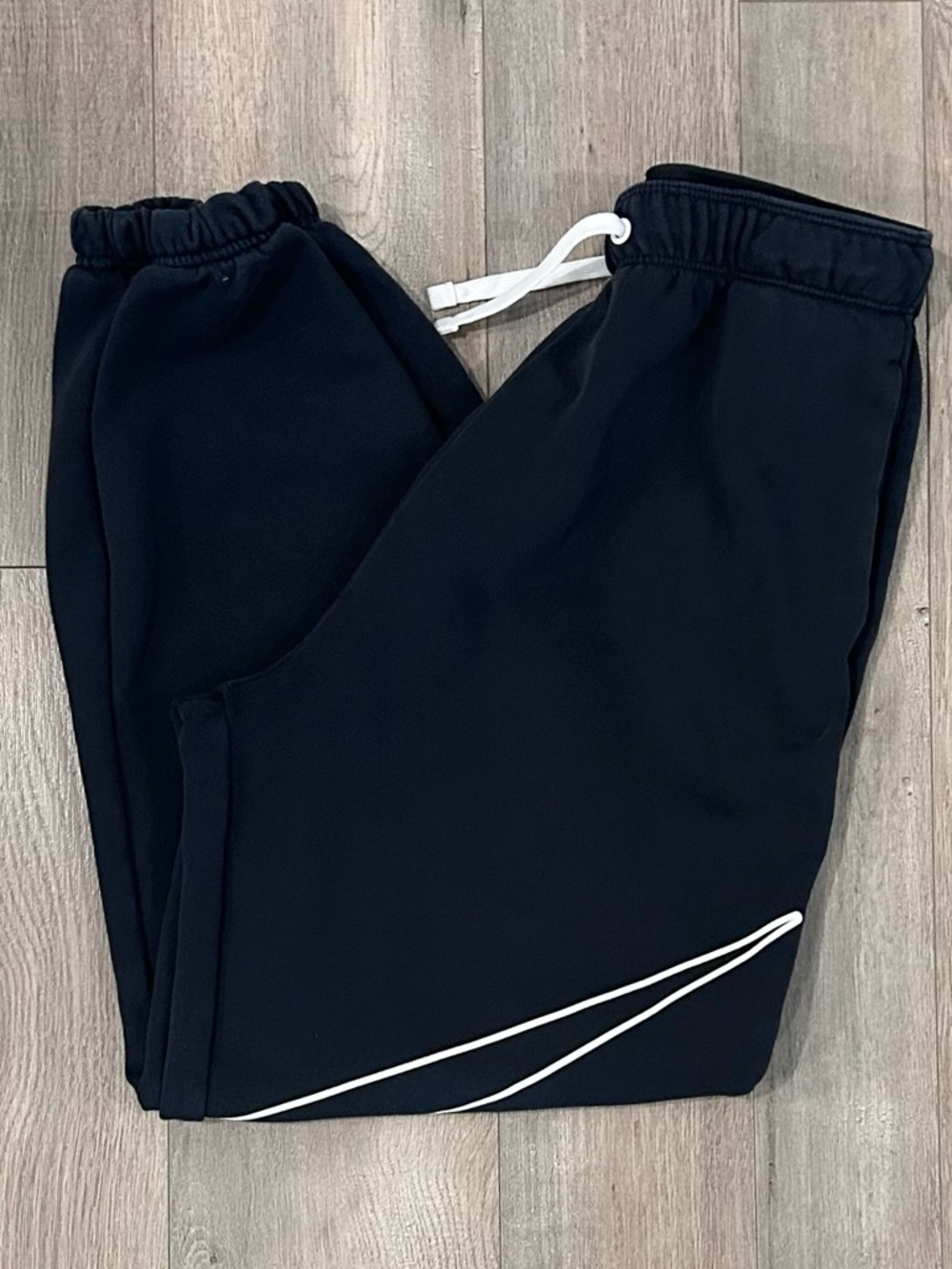 Nike Black Kids Joggers with White Drawcord and Stripe